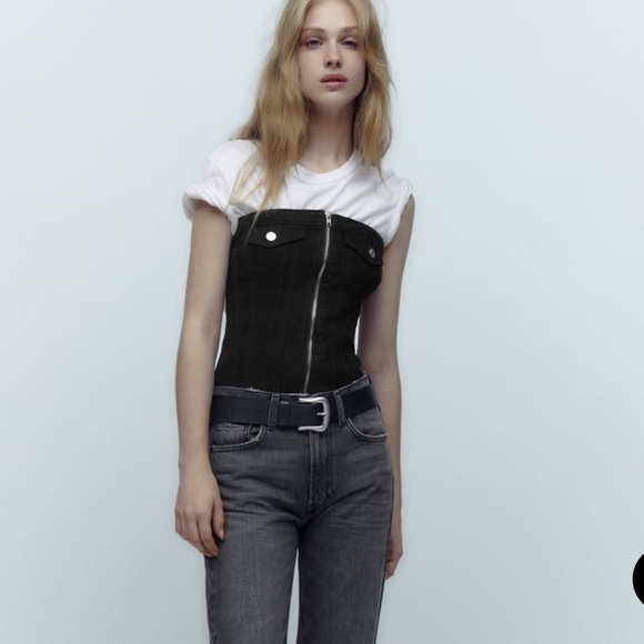 Zara Denim Corsetry Top - Picture 8 of 10